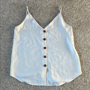LOFT White Button-Front V-Neck Spaghetti Strap Top